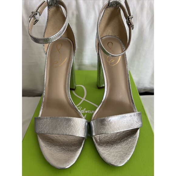 New Sam Edelman Silver Metallic Yaro Heels Size 8.5 - Picture 5 of 7